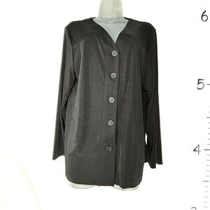 Notations Charcoal Knit Button-Up V-neck Cardigan XL‎
